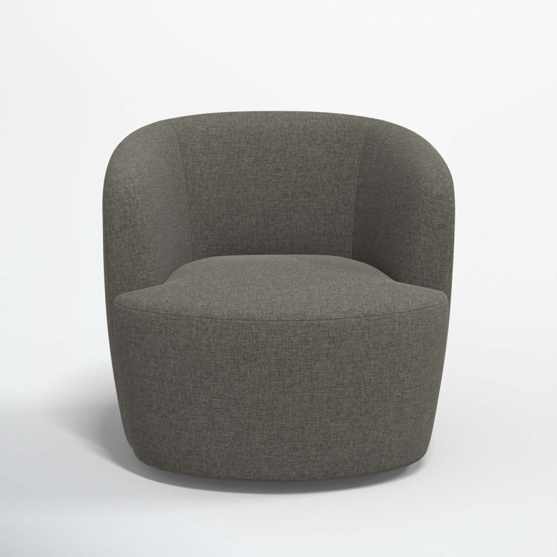 Mina Swivel Barrel Chair, Zuma Charcoal Textured Linen