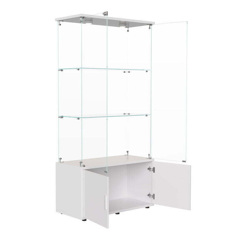 Glass 78.51 cm W Display Cabinet, White