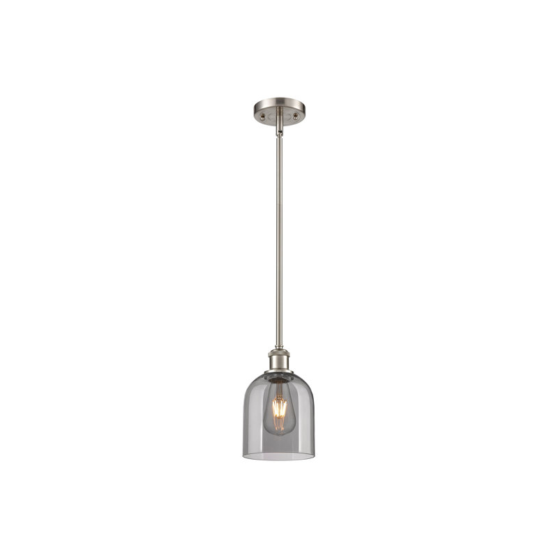 Ballston Anacaren 1 Light 6" Stem Hung Mini Pendant-516-G558, Brushed Satin Nickel, Light Smoke