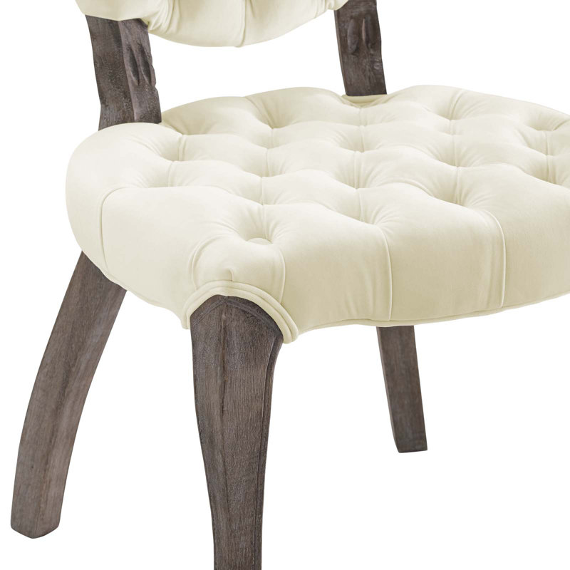 Modway The Barn Wild Hen French Vintage Velvet Side Chair, Ivory
