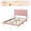 Structure de lit double tapissier pleine grandeur avec tête de lit ajustable en velours, aucun sommier requis, assemblage facile, rose-166730144-166730148