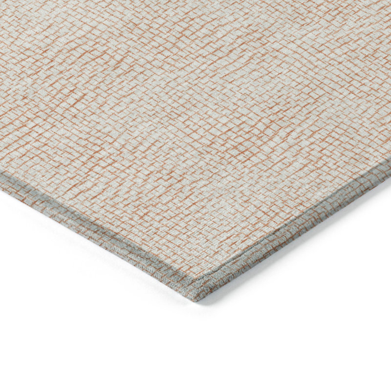 Tapis intérieur / extérieur géométrique lavable pêche 3 pi x 5 pi