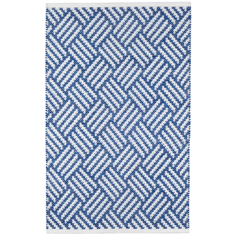 Crisscross Handwoven Indoor/Outdoor Rug, Rectangle 2' x 3', Denim/White