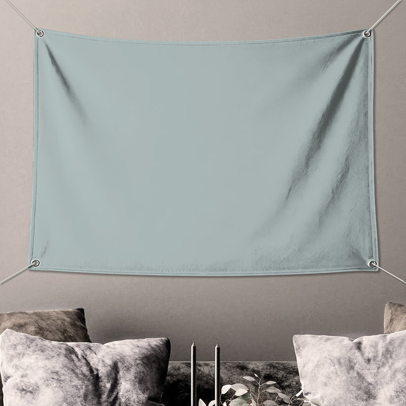 Tapisserie murale de couleur unie bleu clair - décoration murale unie, H 104 po x 88 avec 4 œillets