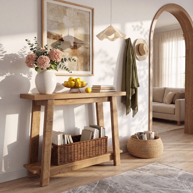 41.3'' Light Brown Console Table with Shelf