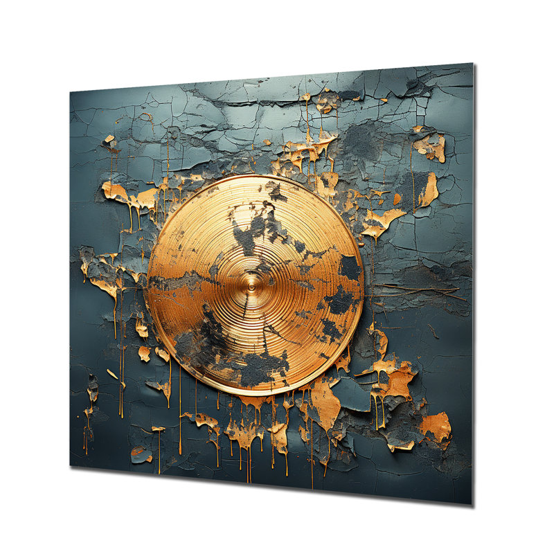 Gold And Grey Vinyl Record Melody IV - Vinyl Records Metal Wall Art, 36" H x 36" W
