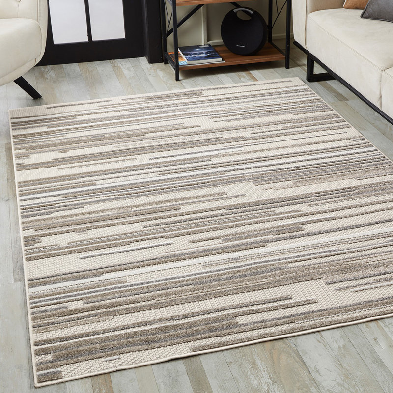 7' X 9' Gray Abstract Stain Resistant Indoor Outdoor Area Rug, Rectangle 5' x 7'