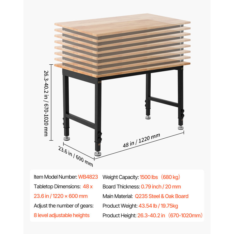 121.92 cm W Steel Top Workbench