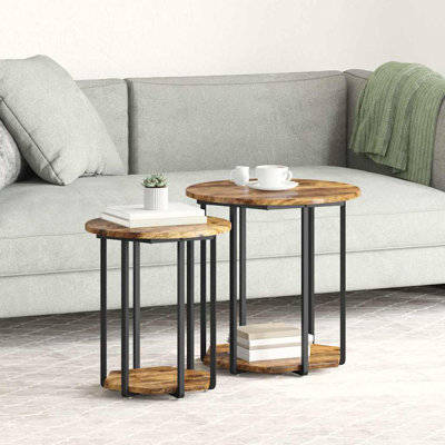  Side Table Set 2 Pcs Artisan Oak And Black 50 X 50 X 50.5 Cm