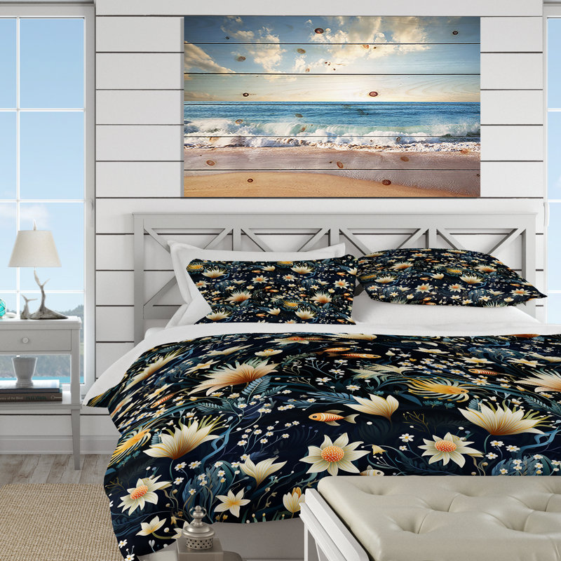 Fish Underwater Elegance Coastal Pattern - Coastal Duvet Cover Set, Housse de couette pour très grand lit et 2 très