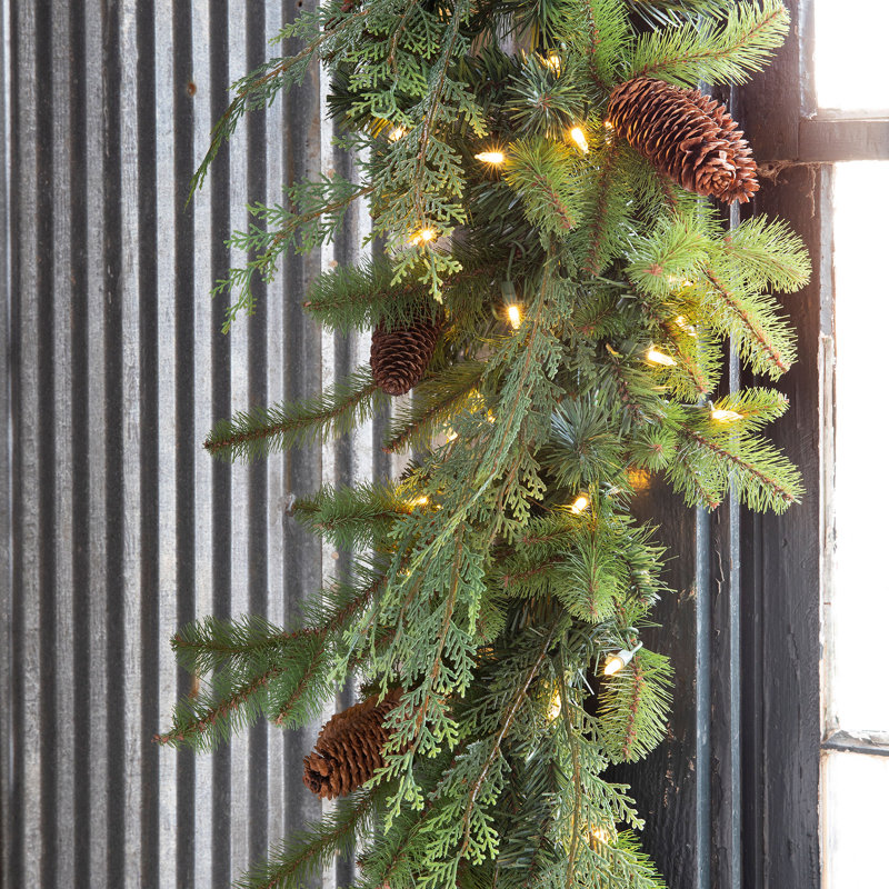 9.3' Evergreen Garland with Lights