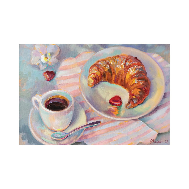 Breakfast with Croissant 1 Piece Wrapped Canvas Painting, 66.04 cm H x 45.72 cm W x 3.175 cm D