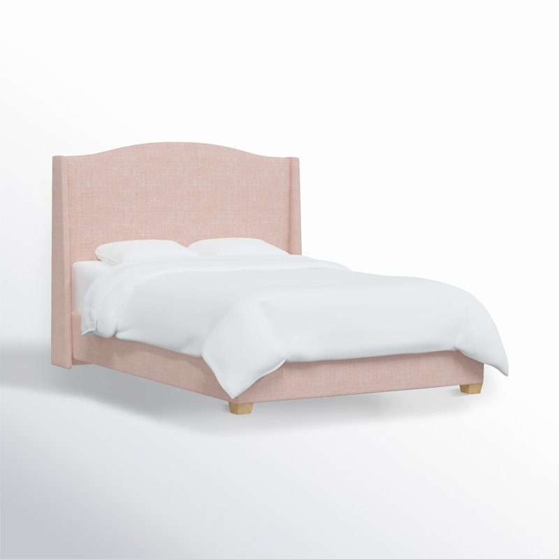Allis Upholstered Wingback Bed, Zuma Rosequartz Textured Linen, Full