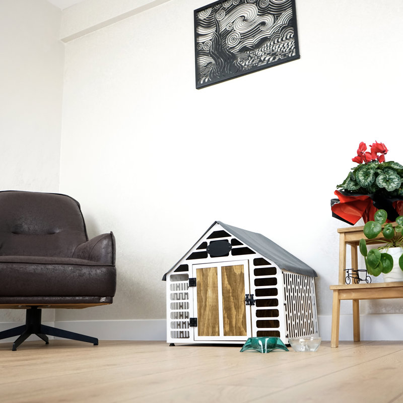 Crissman Portable Dog House, 57cm H x 69cm W x 55cm D, Grey/White