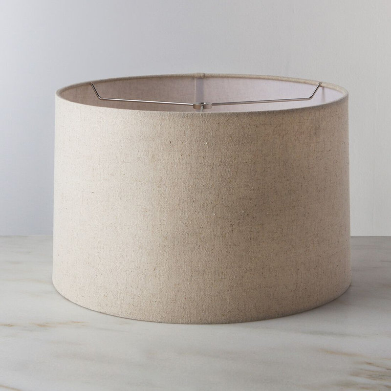 Linen Barrel Shade - Natural, 10" H x 16" W x 15" D