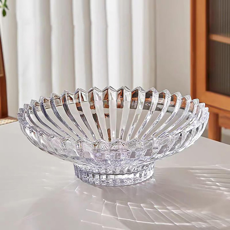 Très grand bol à fruits en verre blanc