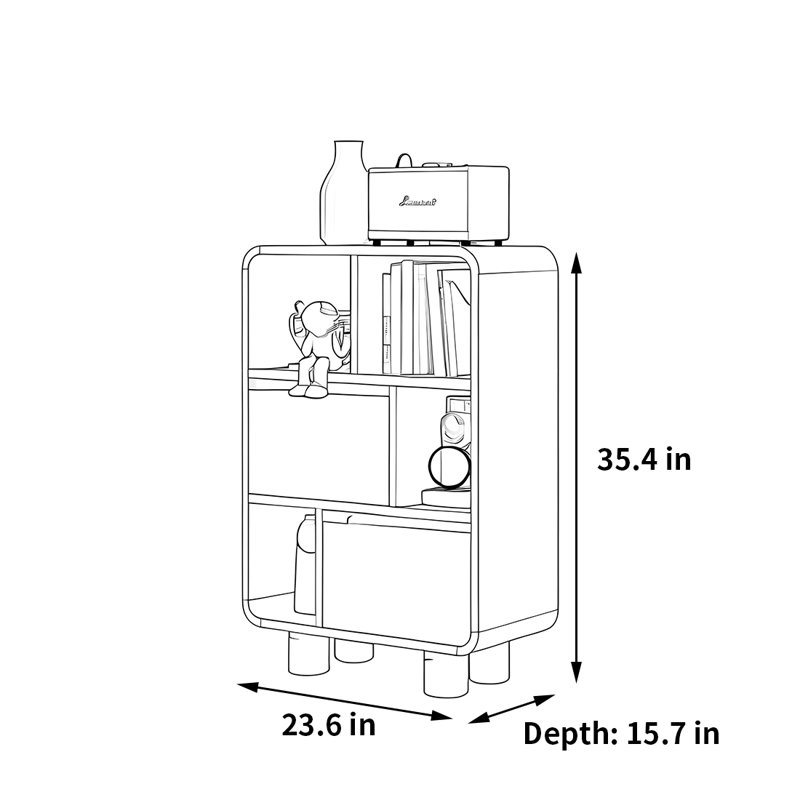Martello, (3 Shelves) 35.4"H x 23.6"W x 15.7"D