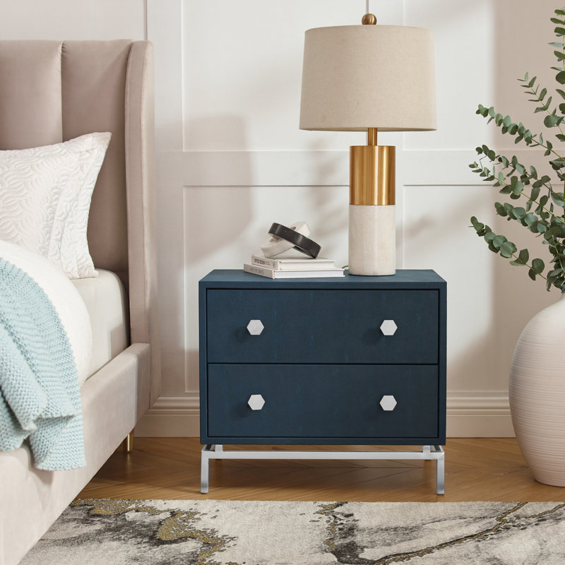 Table d'appoint Nicole Miller Breelyn, Plateau bleu marine / base chrome
