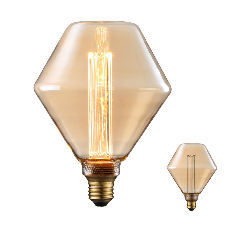 Ampoule DEL Edison Goldleaf Rhombus, ampoule vintage à intensité variable, verre ambré, culot E26, Losange