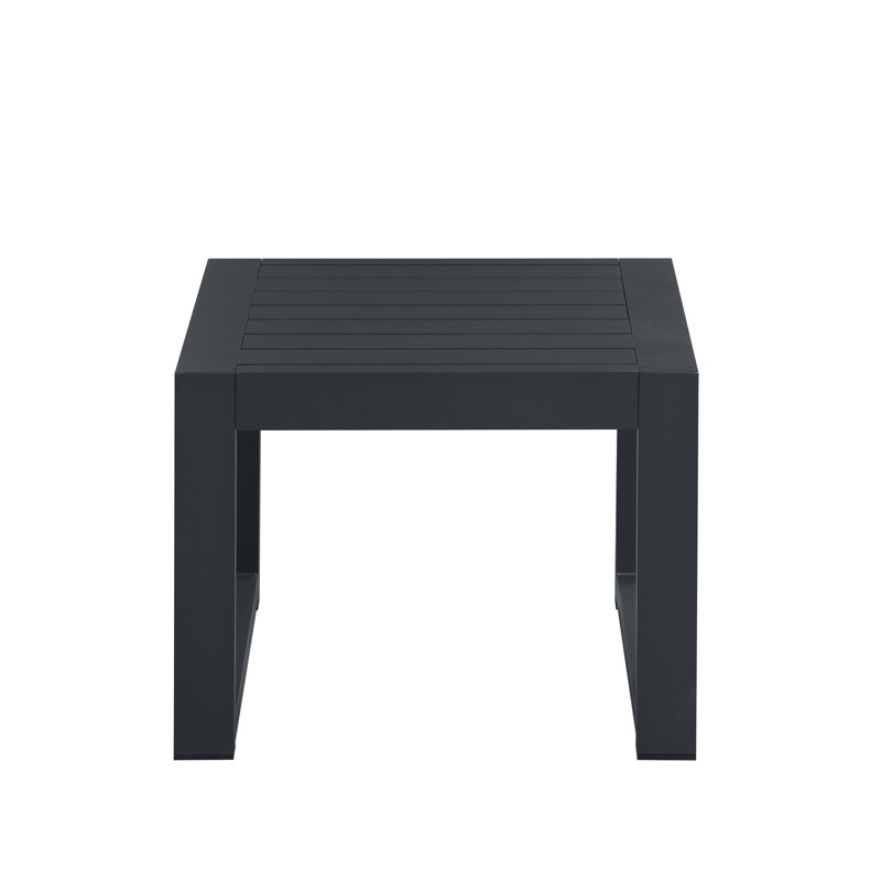 Hoyt Outdoor Aluminum3-piec Armchair Set with End Table, 3 Pcs: End Table, 2 Chairs, Gray, Slate Black