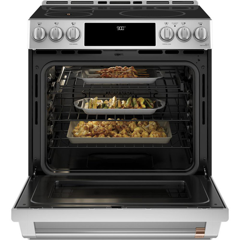 Café 30" 5.7 cu. ft. Smart Slide-in Electric Range with Convection, Induction Cooktop, and In-Oven Camera