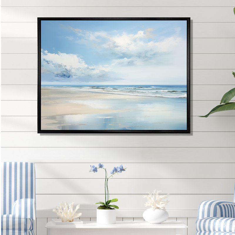 Popham - océan côtier, reproduction d'art sur toile encadrée, H 30 po x l 40 po x P 1,5 po, Cadre flottant noir