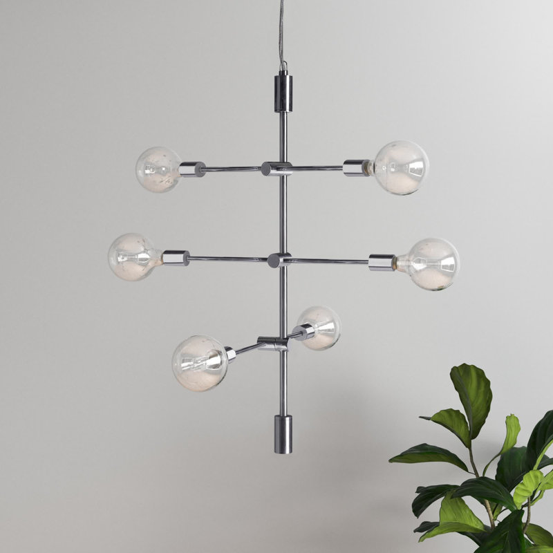 Kobe 6 - Light Dimmable Sputnik Geometric Chandelier, Chrome