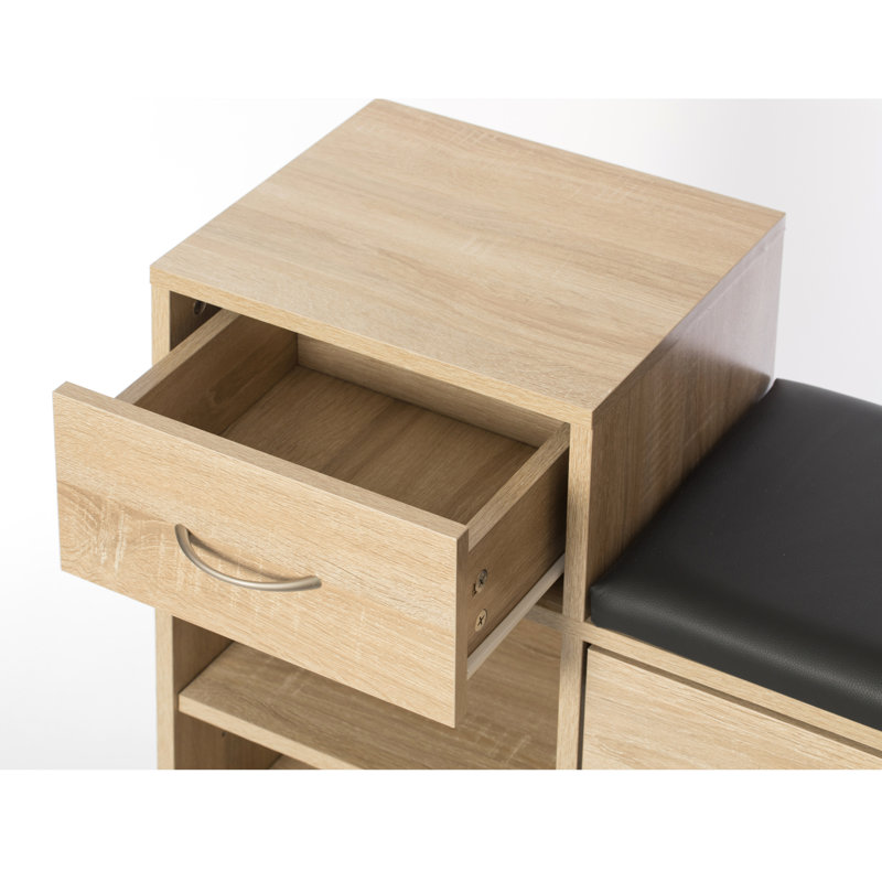 Gerred Upholstered Storage Bench, Oak