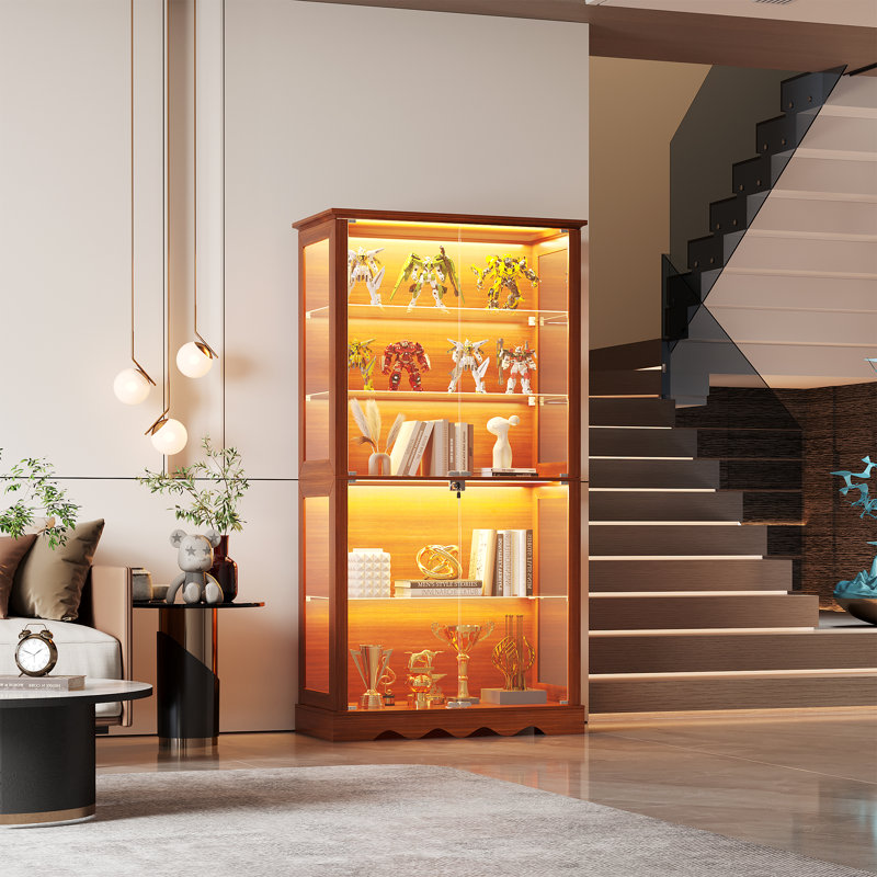 Vitrine à 5 niveaux avec éclairage DEL, Brun