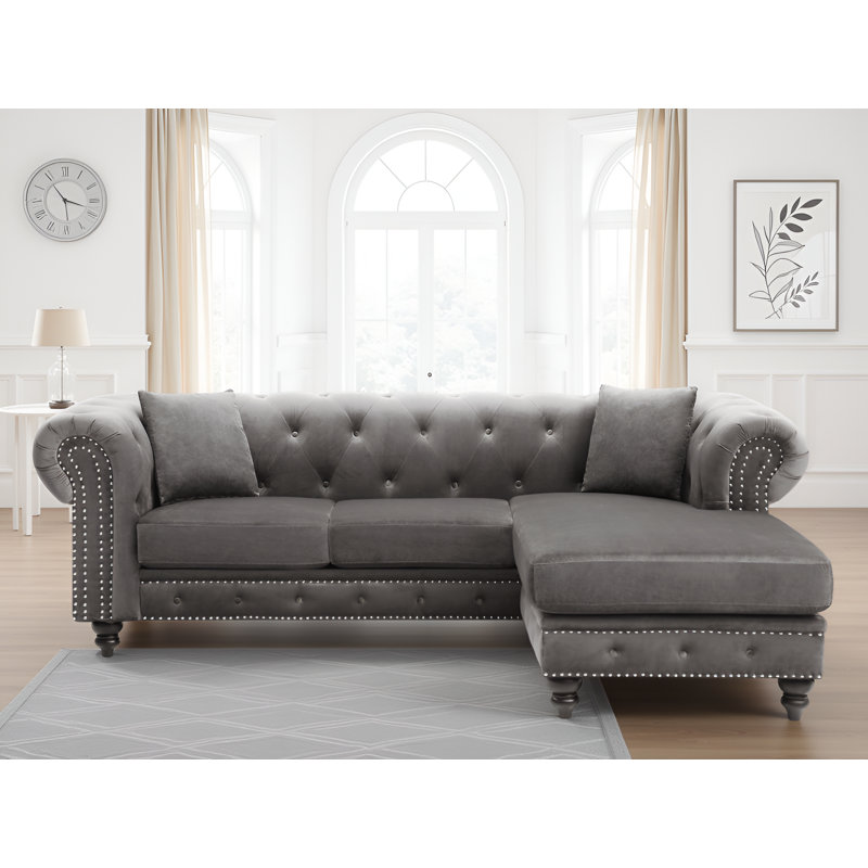 Canapé modulaire réversible en velours Swansea, Velours gris foncé