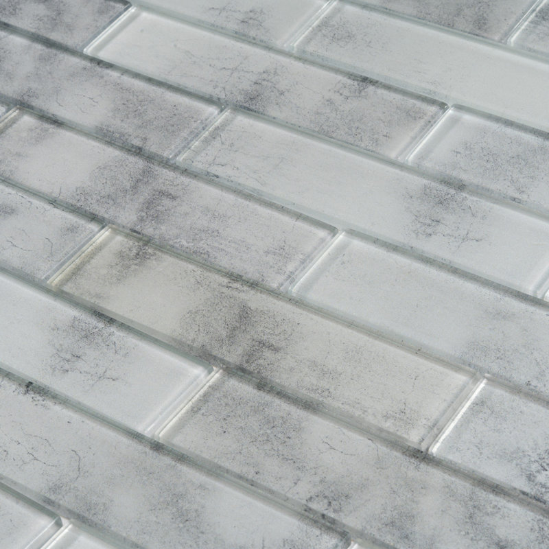2X8 Subway Glass Mosaic Tile, Mineral