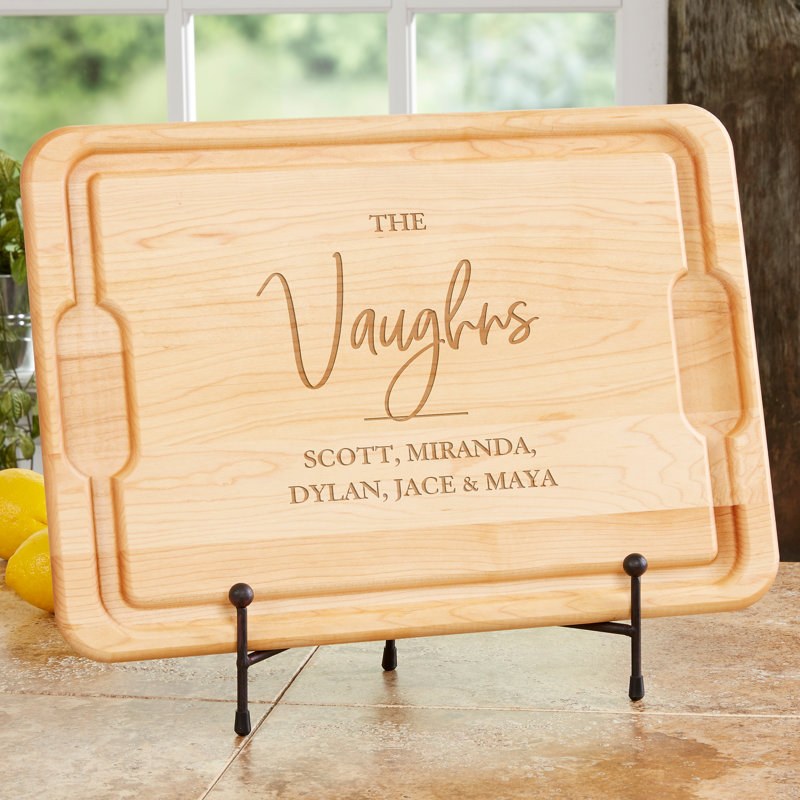 Classic Elegance Family Personalized Maple Cutting Board, 0.75" H x 12" W x 17" L