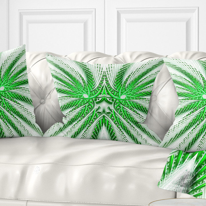 Coussin décoratif à fleurs fractale unique light Abstract, 16 po x 1 po, Coussin décoratif, Vert / blanc