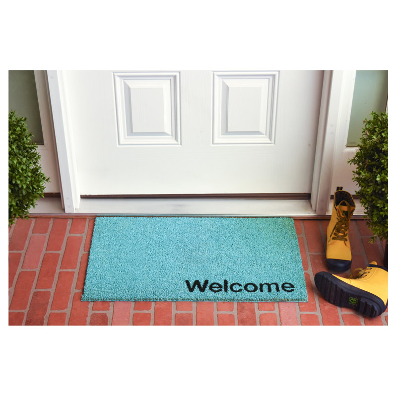 Kasper Non-Slip Indoor Doormat, Cyan, 24" W x 36" L