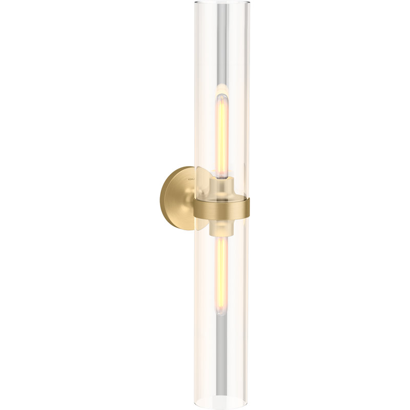 Purist 2 Light Indoor Bathroom Vanity Light Fixture, UL Listed, Brushed Moderne Brass, 29.3125" H x 4.75" W x 6.875" D