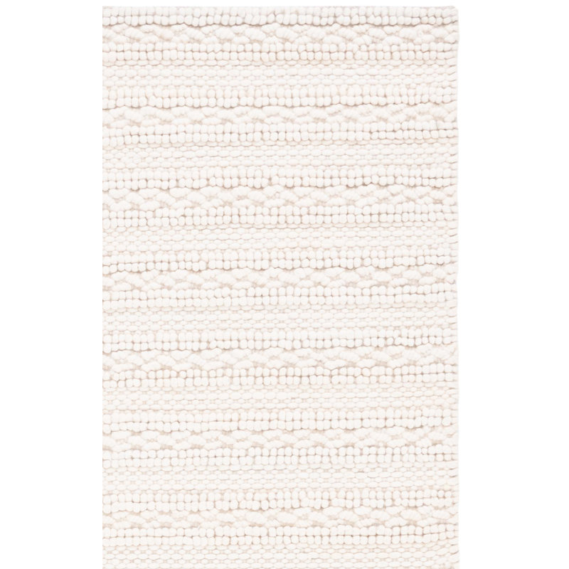 Natura Hand Loomed Wool/Cotton Solid Color Rug in Ivory, Rectangle 3' x 5'