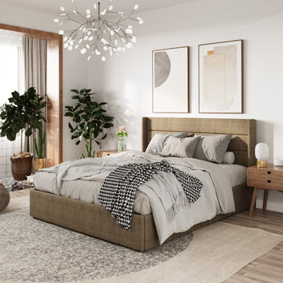 Braya Hydraulic Lift Up Storage Upholstered Platform Bed