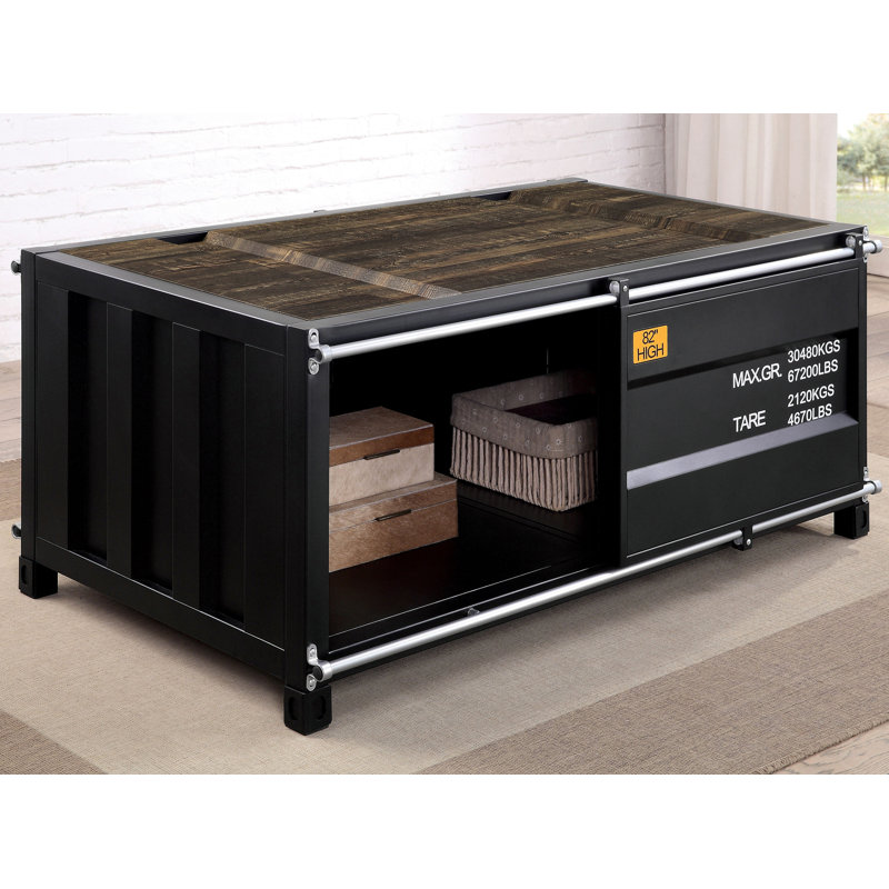 Table basse à 4 pieds avec rangement Everard, Noir