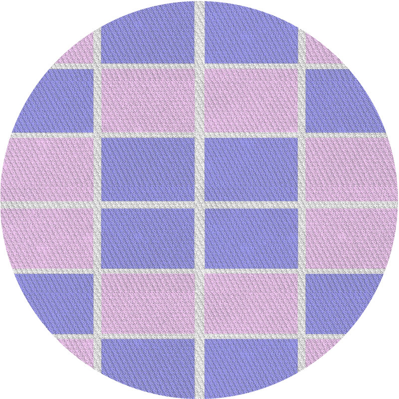 Tapis mauve/bleu à motifs, Rond 8 pi