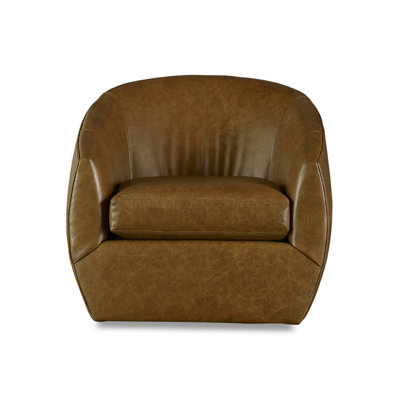 Leather Swivel Barrel Chair