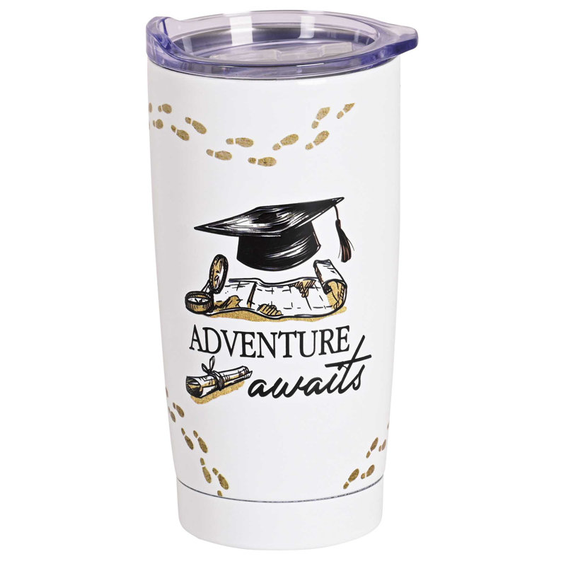 Tumbler Grad Adventure Awaits White 20oz