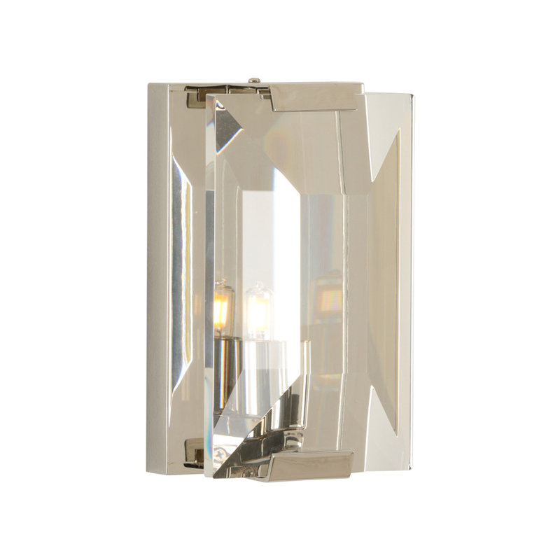 Metzinger Sconce, Polished Nickel/Clear, Clear