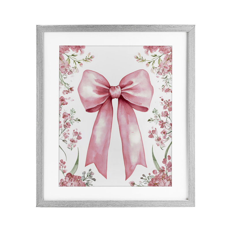 «Floral Bouquet Pink Bow», reproduction encadrée sous verre, design by Creative Studio, H 16 po x l 13 po