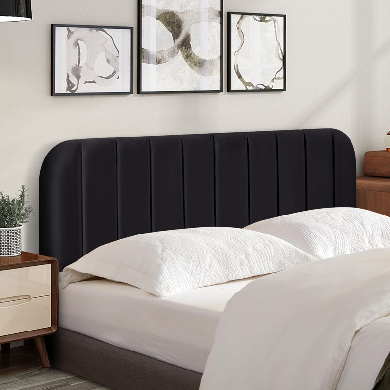 Upholstered Easy Assemble Headboard, Black, Queen