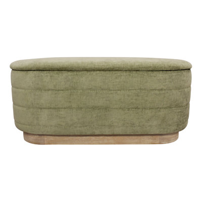 Bushfield Storage Bench In Contemporary Leaf Green Multi-weave Fabric On Solid Wood