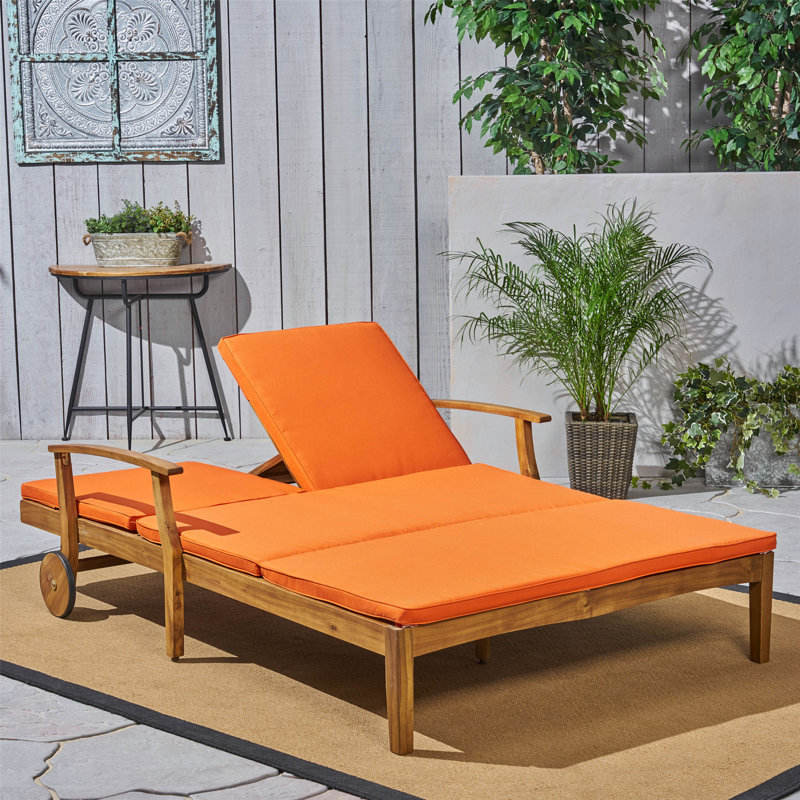 Double chaise longue de patio avec coussin, Orange