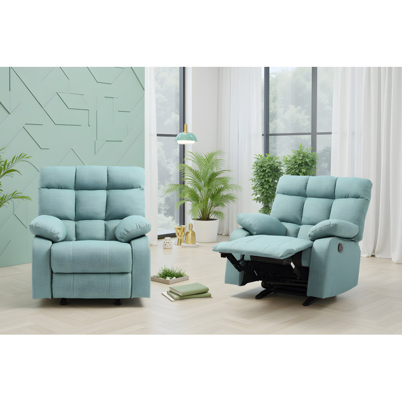 Tampere Teal Fabric Rocker Recliner Set of 2, Teal