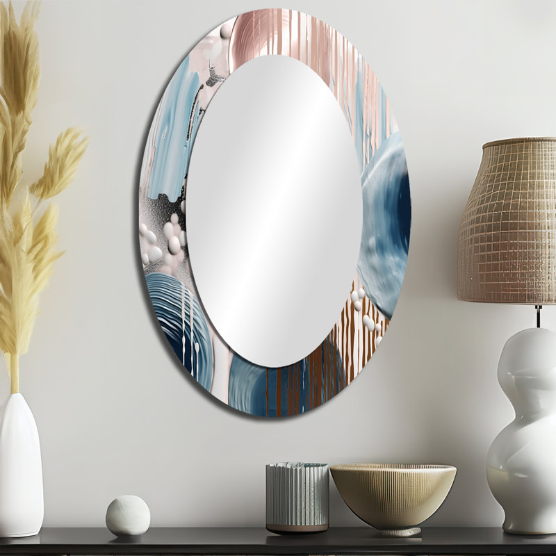 Whispers Of Marble IV - Miroir mural moderne ovale, 36 po x 24 po