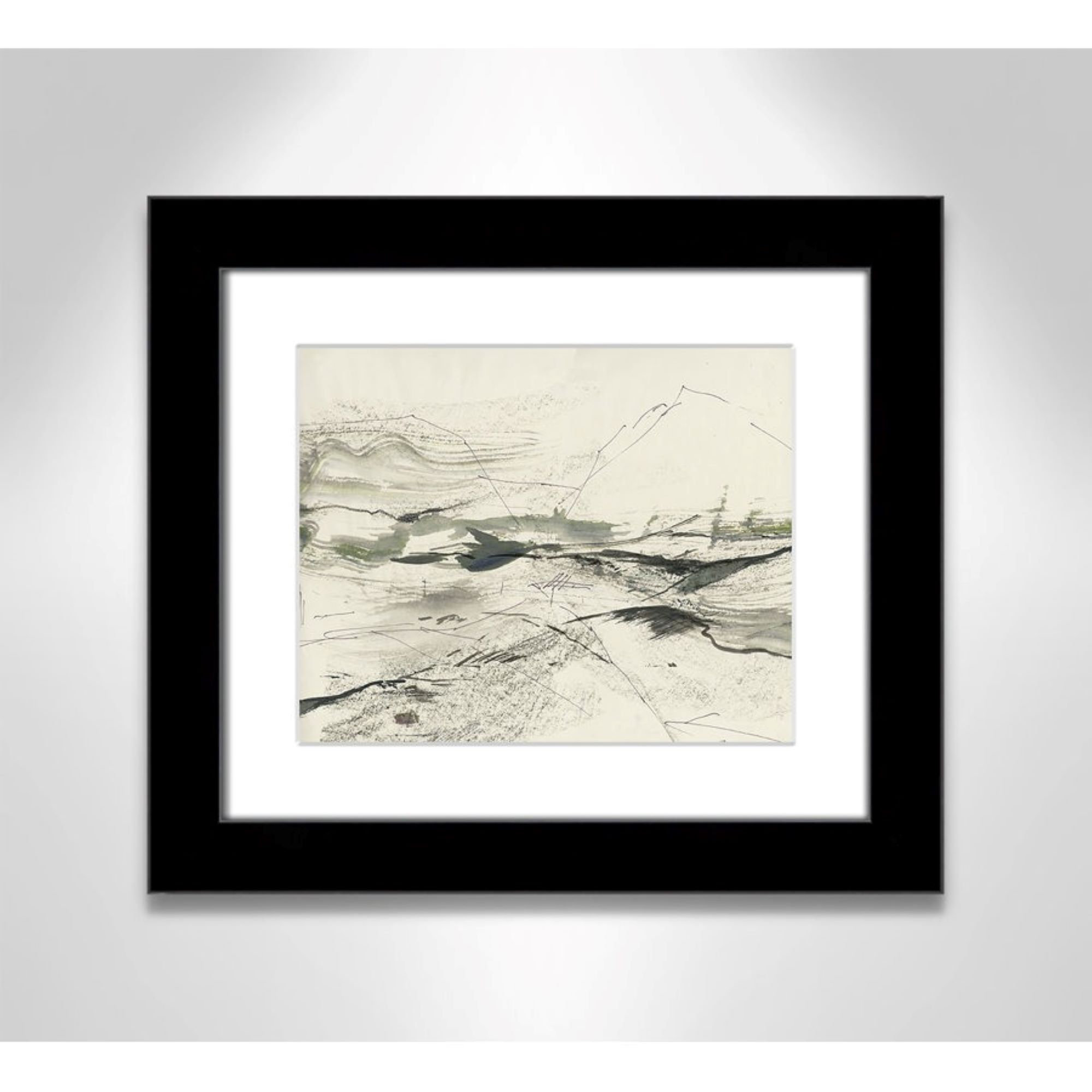 Green Sketches by PI Studio, Black Cube Picture Framed, White, 14.5" H x 16.5" W x 1.25" D