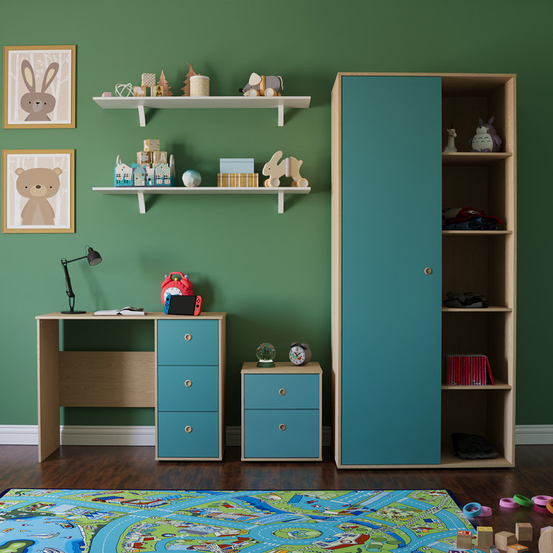 Eberly Bedroom Set, Blue/Oak
